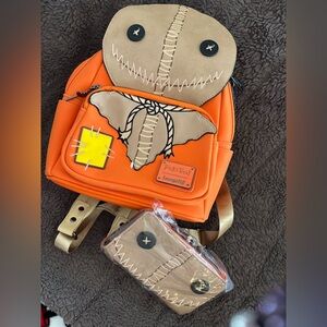 Loungefly Orange and Brown Backpack with Pouch